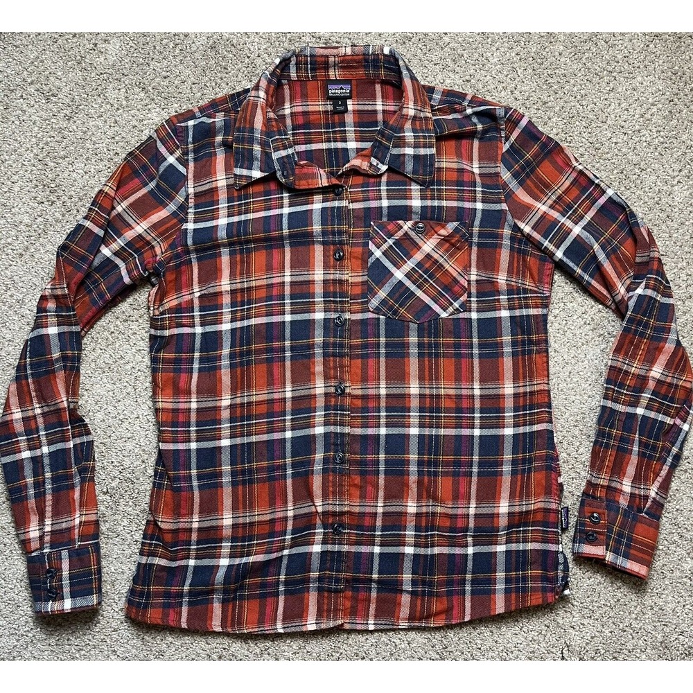 Patagonia Shirt Women's Size 2 Multicolor Plaid Flannel Button Up Outdoors - Picture 2 of 7